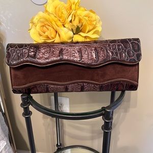 Sondra Roberts Suede/Embossed Leather Clutch